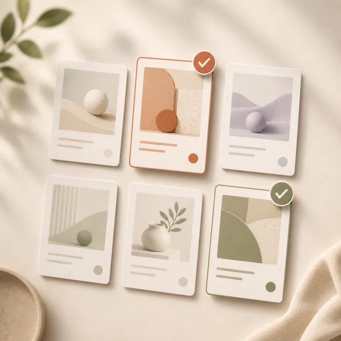 Selected website content cards marked for a campaign